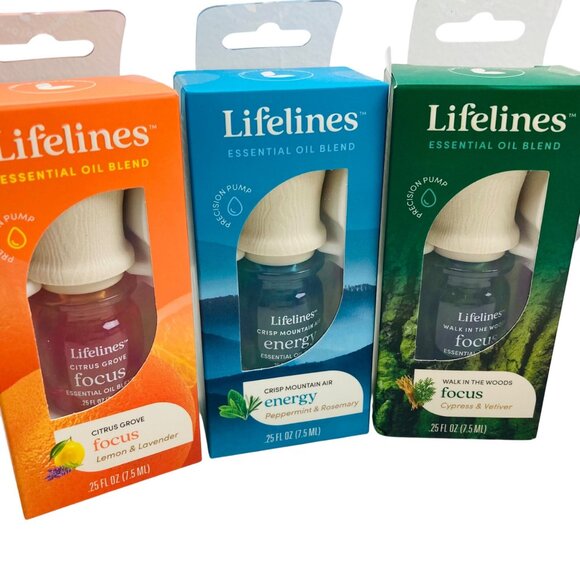 Lifelines Essential Oils Aromatherapy 5 Pack Various Focus, Energy, Calm - New - Picture 2 of 6